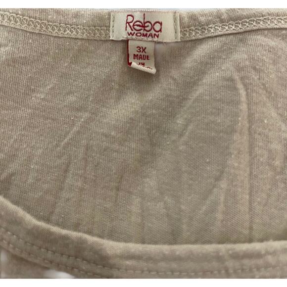 Reba Tan Brown Tie Dye Graphic Long Sleeve Sharkbite Blouse Women's Size 3X - Picture 5 of 6